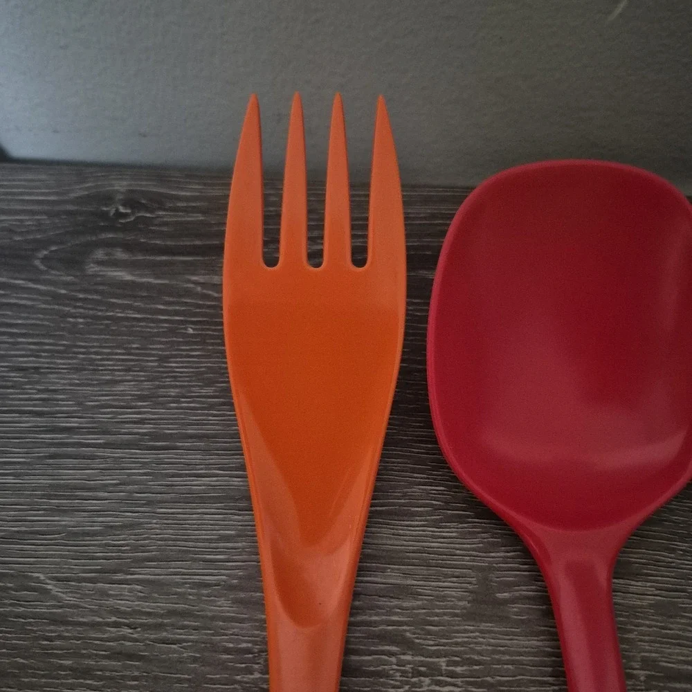 LOT OF 4 MISC. VINTAGE DENMARK ROSTI MIXED COLORS MELAMINE LARGE UTENSILS